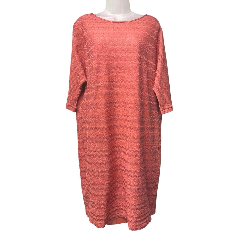 M Missoni Dress Knit XL Lined Designer Orange Metallic Thread Half Sleeve Short